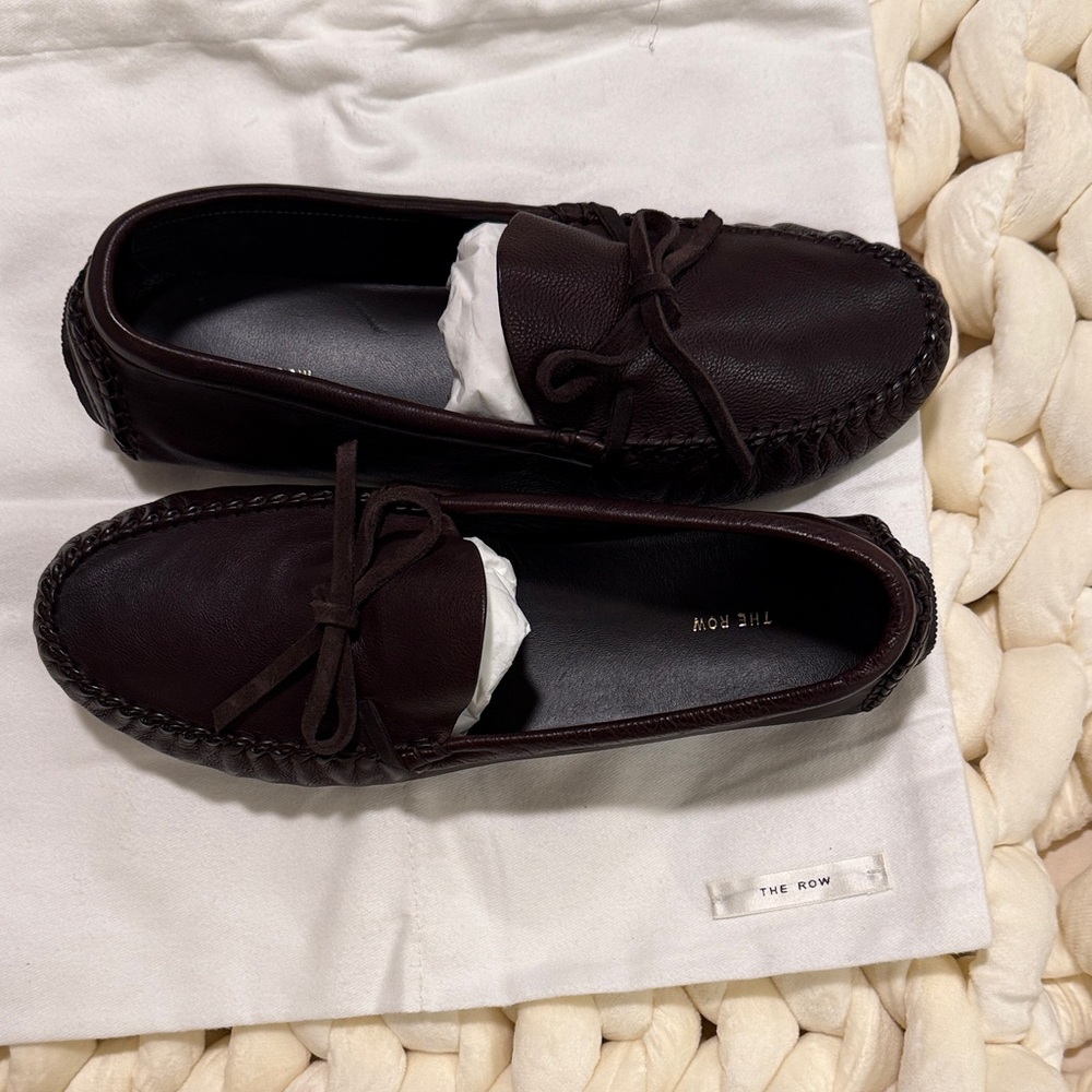 The Row Dark Brown Lucca Moccasins